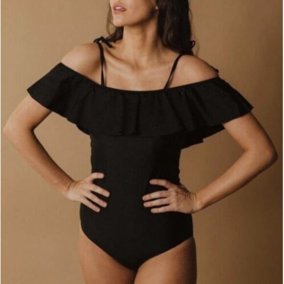 Albion Other - Albion Fit The Wave Midnight Black One Piece Off Shoulder Swimsuit size XL